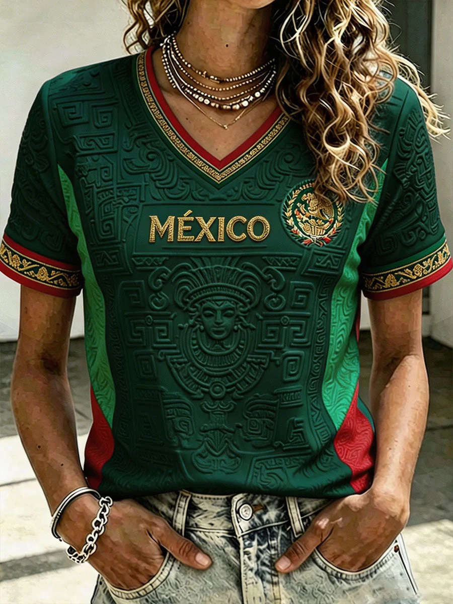 Women's Mexico Football Lover Art Printed T-shirt - Image 4