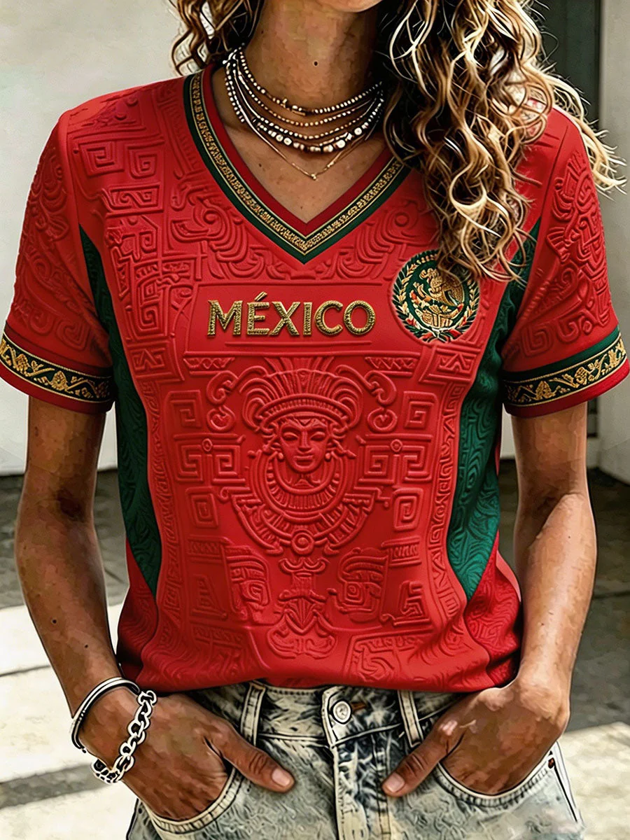 Women's Mexico Football Lover Art Printed T-shirt - Image 5