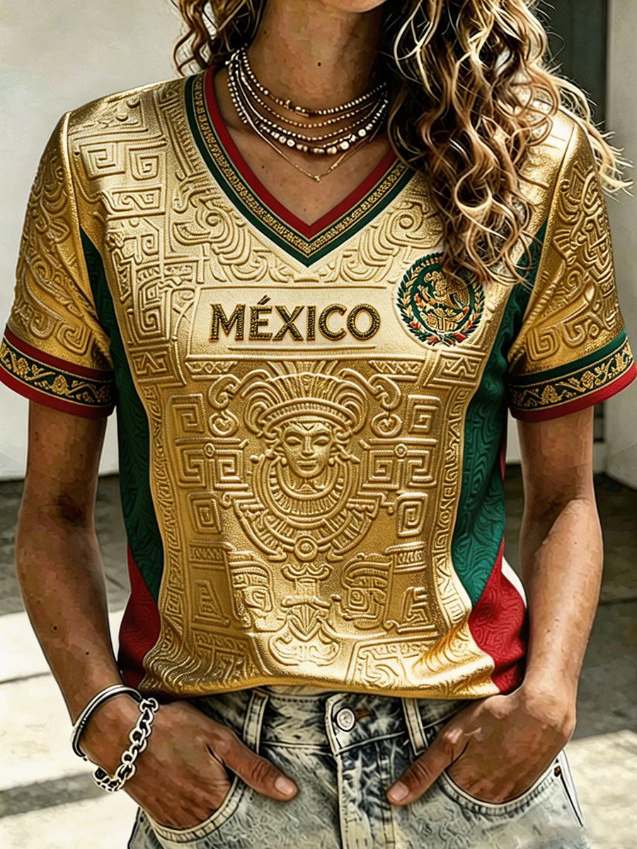 Women's Mexico Football Lover Art Printed T-shirt - Image 6
