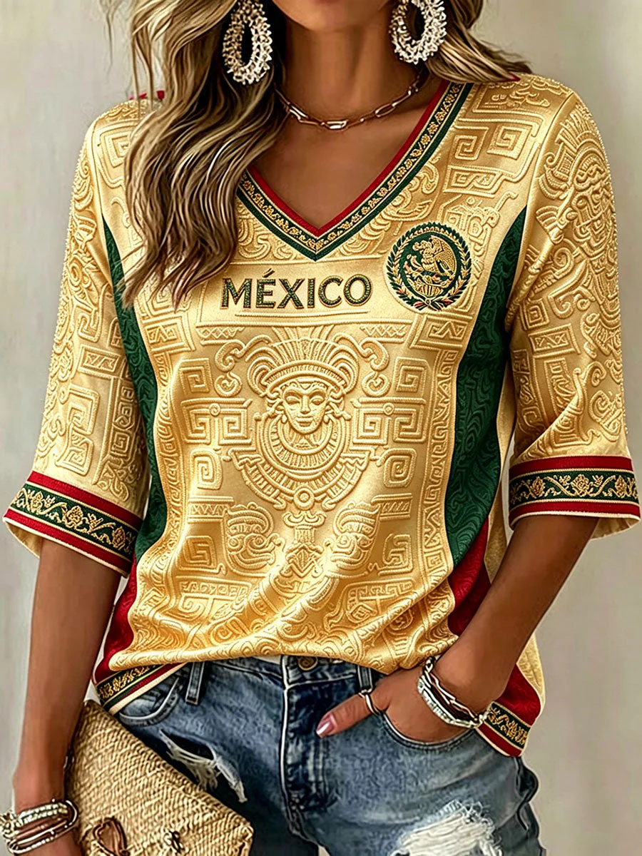 Women's Mexico Football Lover Art Printed T-shirt - Image 6