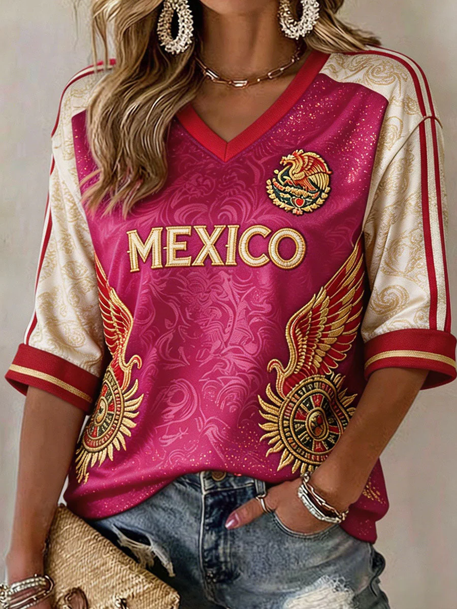Women's Mexico Football Lover Art Printed T-shirt - Image 4