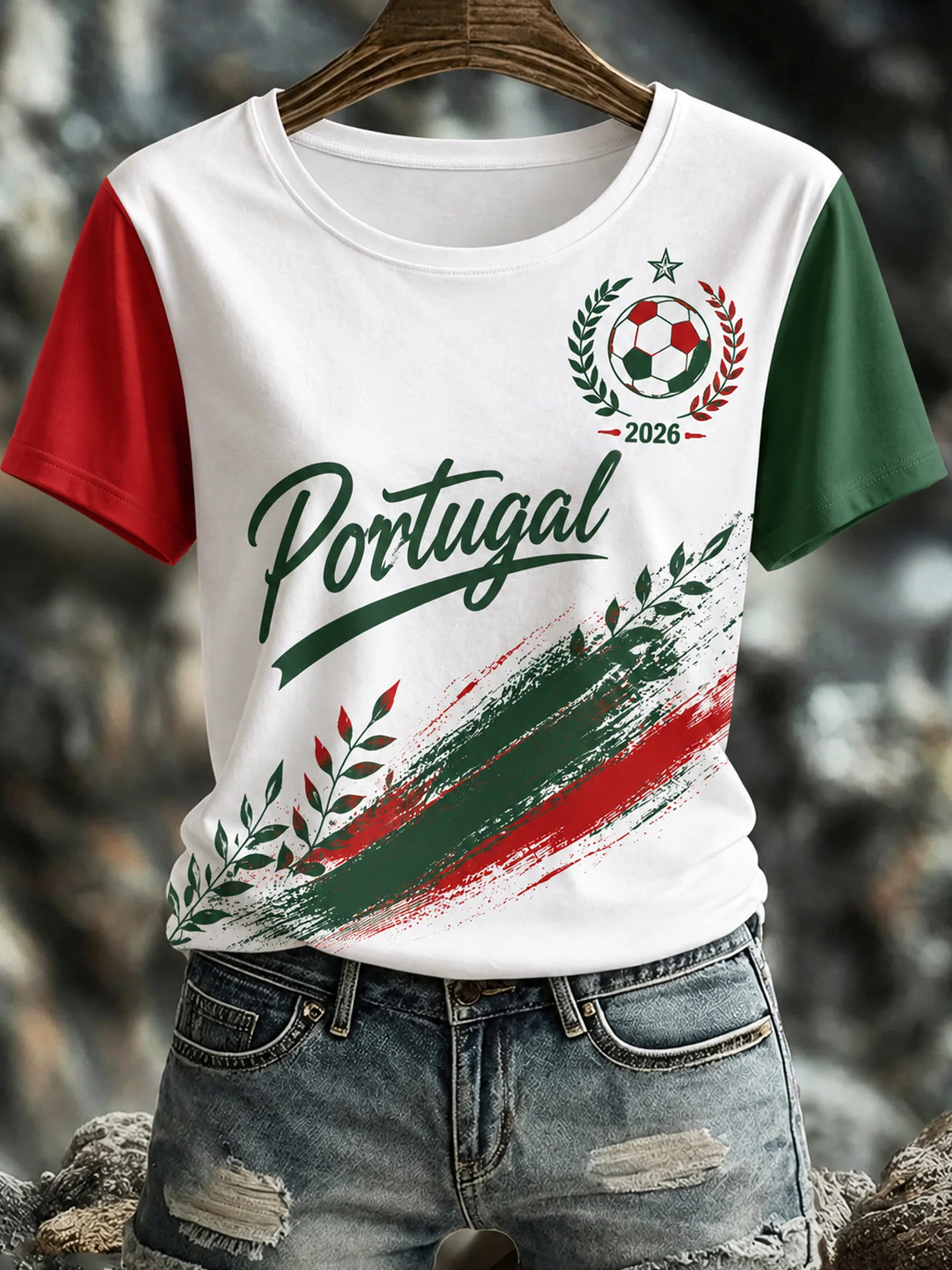 Women's Portuguese Football Match Cheering Art Print T-Shirt