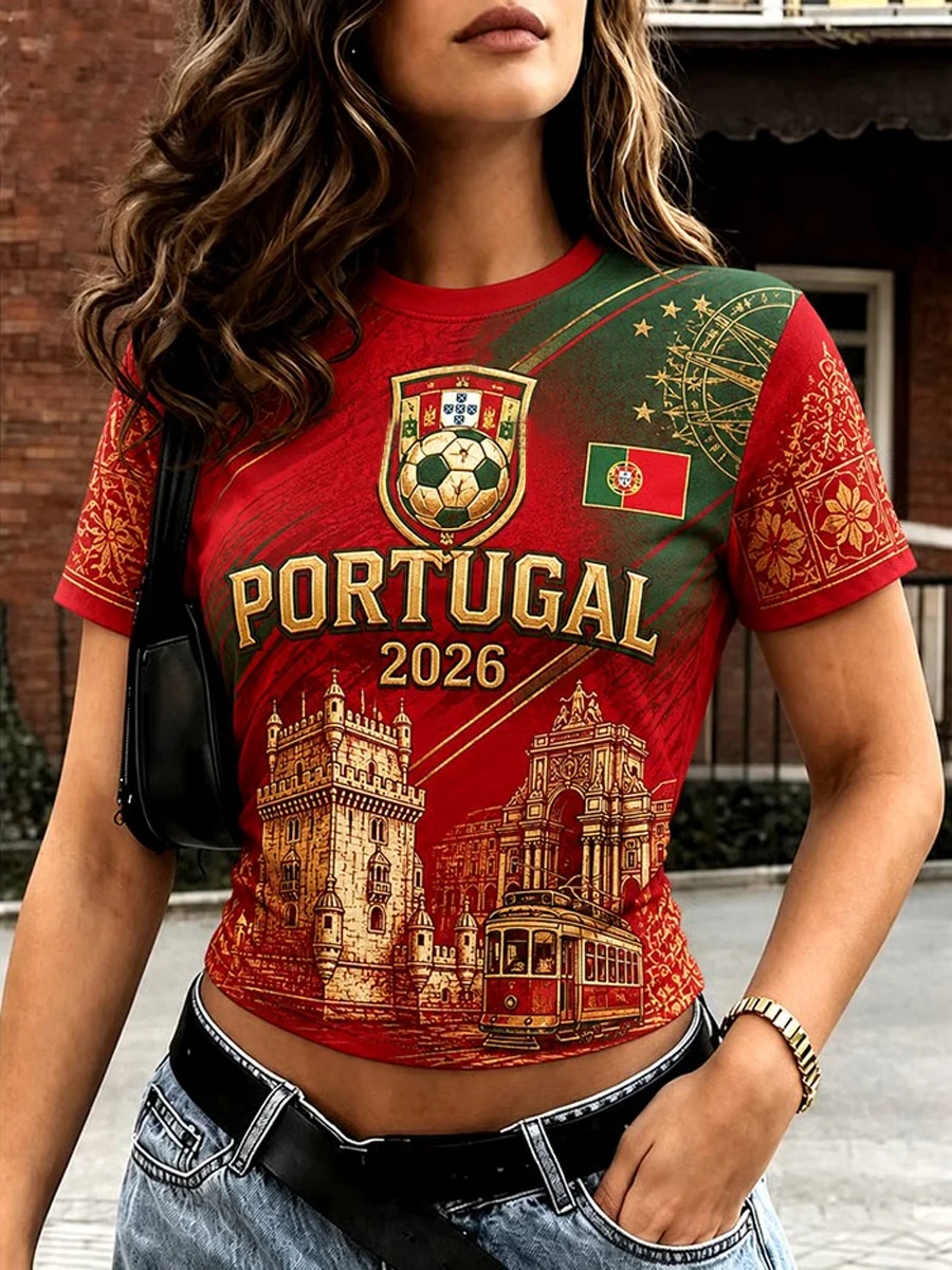 Women's Portuguese Football Printed T-shirt