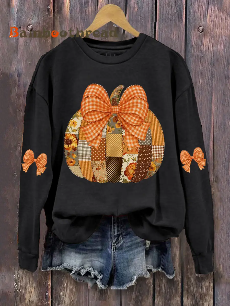 Women's Pumpkin Art Print Casual Sweatshirt - Image 4