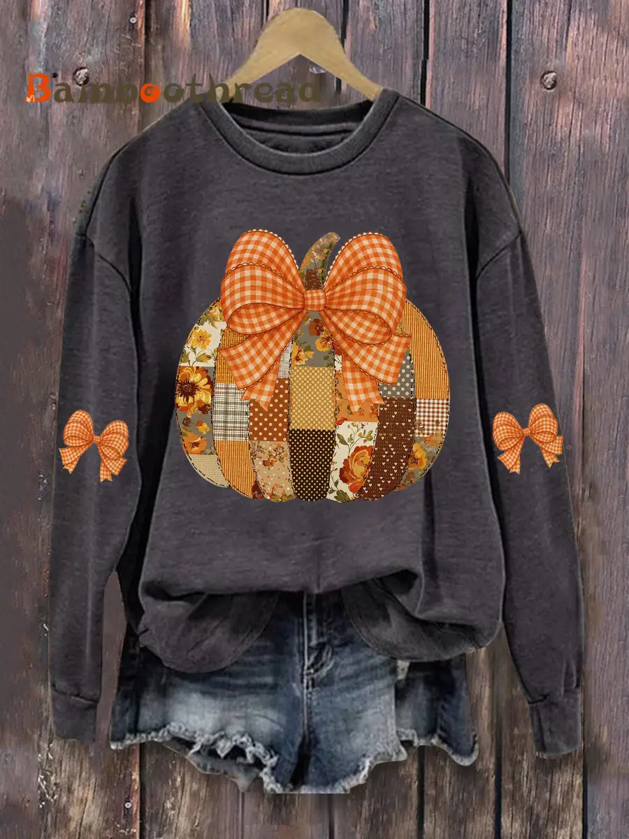 Women's Pumpkin Art Print Casual Sweatshirt - Image 5
