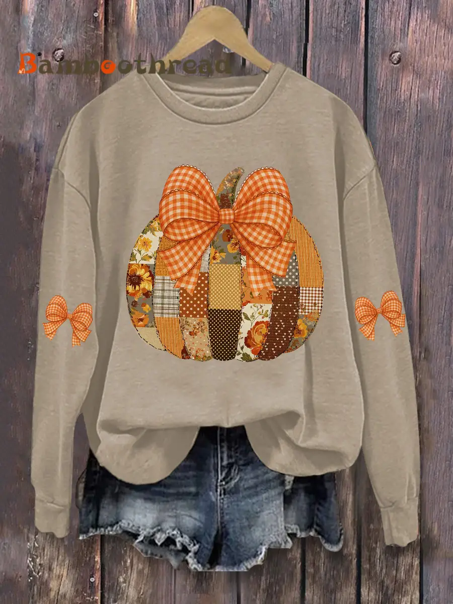 Women's Pumpkin Art Print Casual Sweatshirt - Image 6