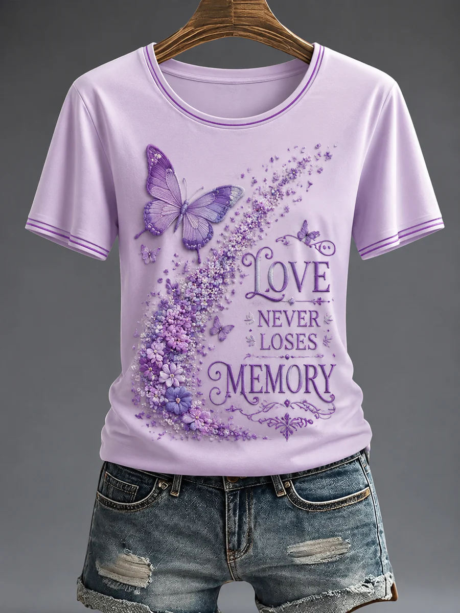 Women's Purple Flora Art Printed T-shirt