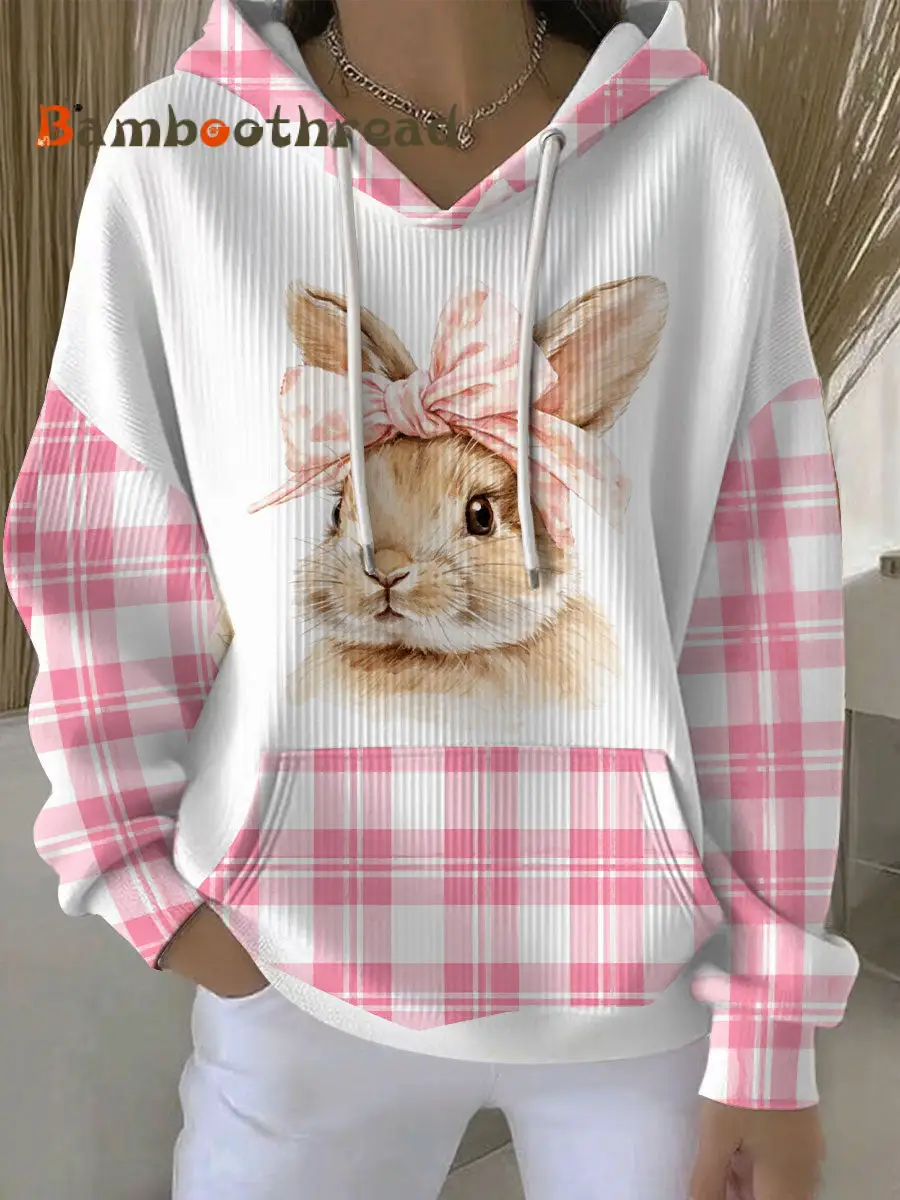 Women's Rabbit Art Print Casual Hoodie