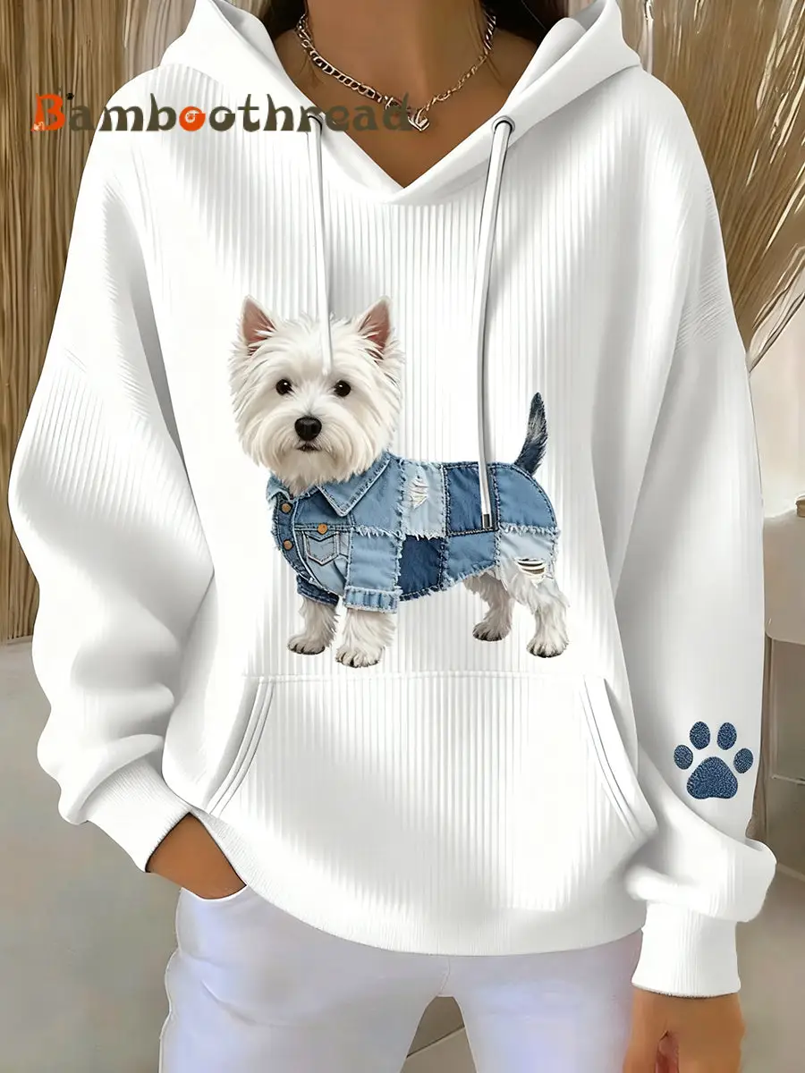 Women's Retro Animal Art Print Casual Hooded Sweatshirt