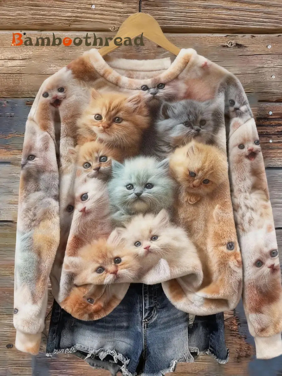 Women's Retro Animal Art Print Comfortable Flannel Sweatshirt