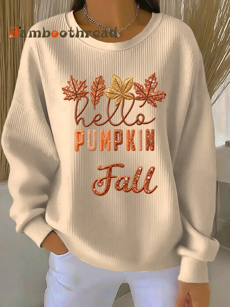Women's Thanksgiving Autumn Leaf Casual Crewneck Pullover