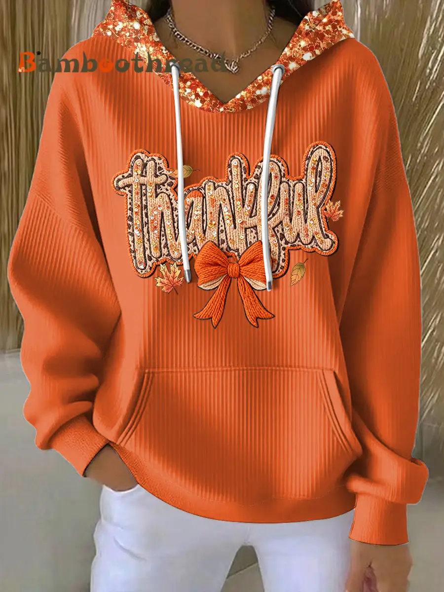 Women's Thanksgiving Bow Casual Hoodie