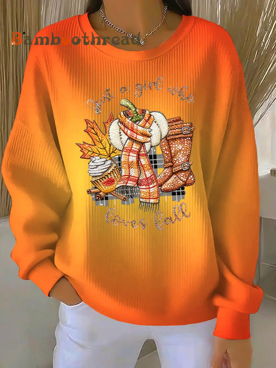 Women's Thanksgiving Maple Leaf Autumn Casual Crewneck Pullover