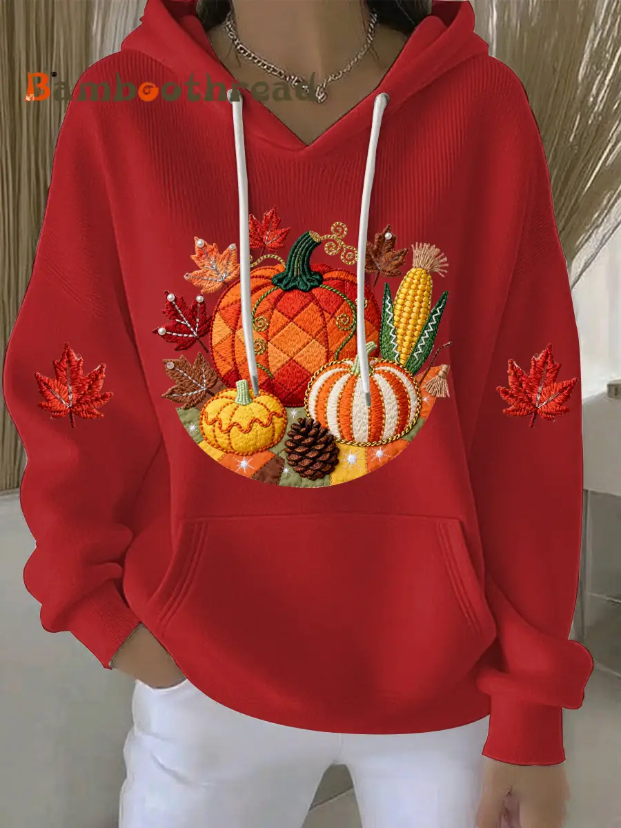 Women's Thanksgiving Print Casual Hoodie - Image 3