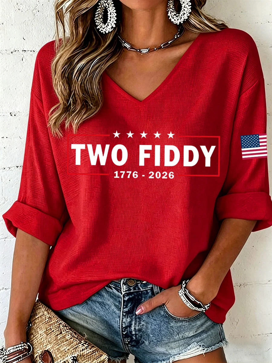 Women's Two Fiddy Waffle Top - Image 3