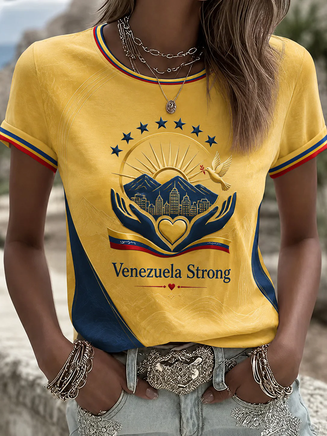 Women's Venezuela Strong Printed T-shirt