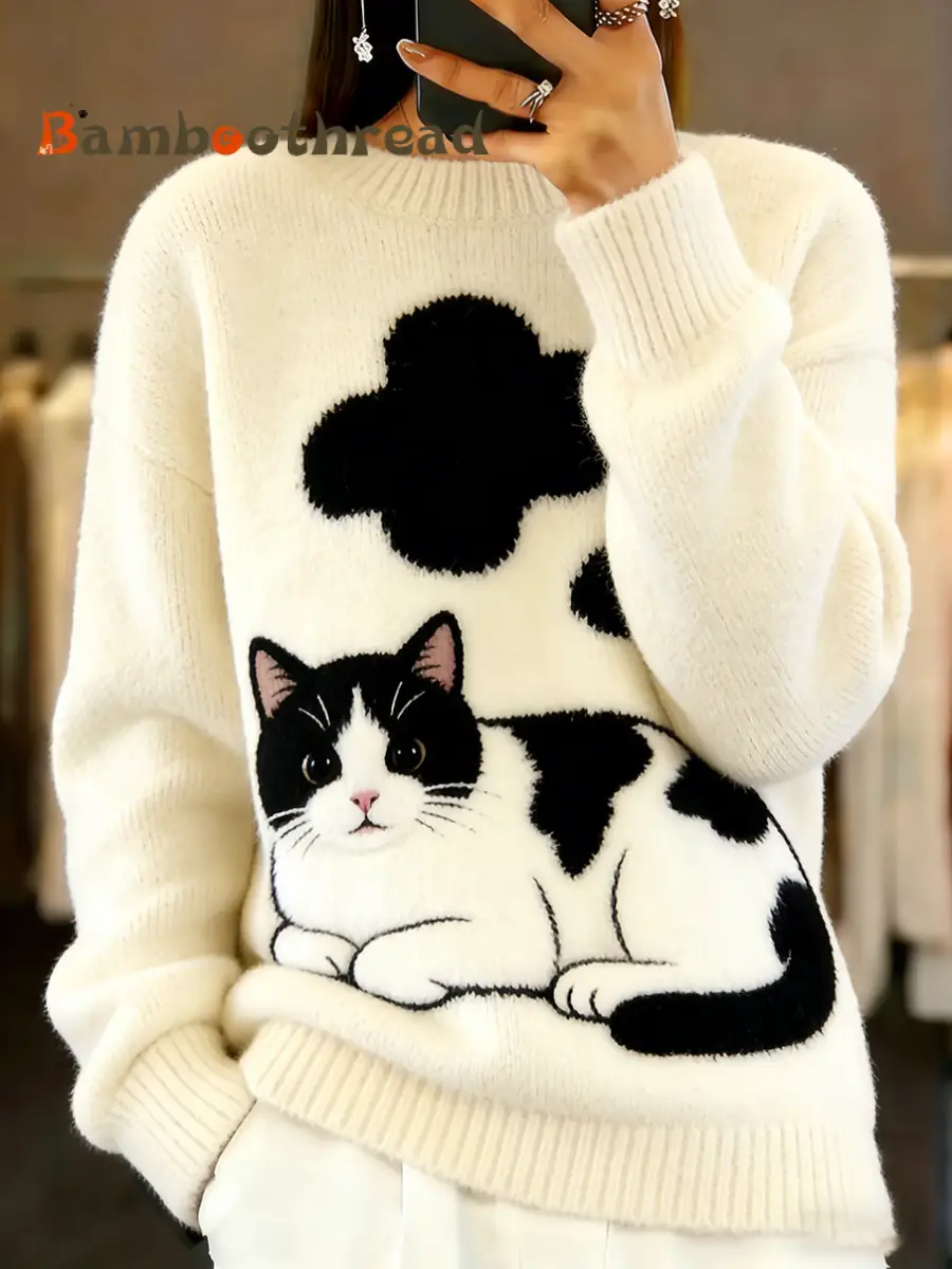 Women's Vintage Animal Print Comfort Casual Sweater