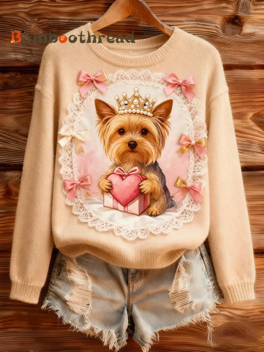 Women's Vintage Art Animal Print Cozy Knit Sweater