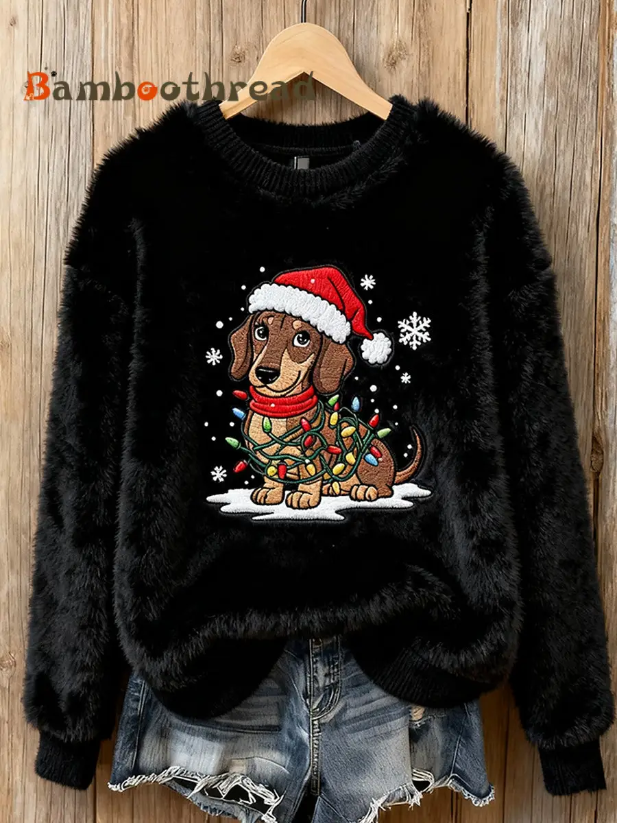 Women's Vintage Christmas Art Print Cozy Flannel Sweatshirt - Image 3