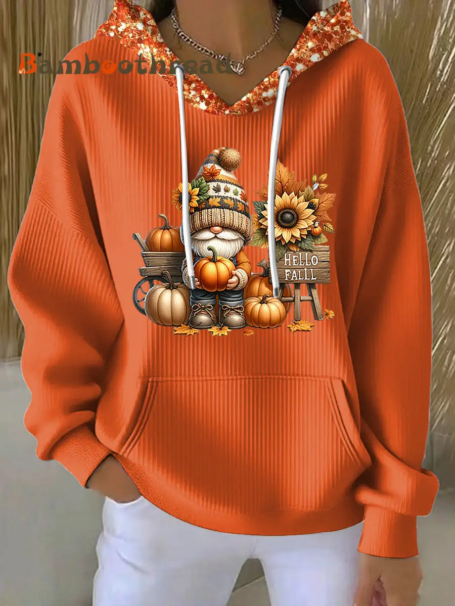 Women's Vintage Thanksgiving Pumpkin Art Casual Hoodie