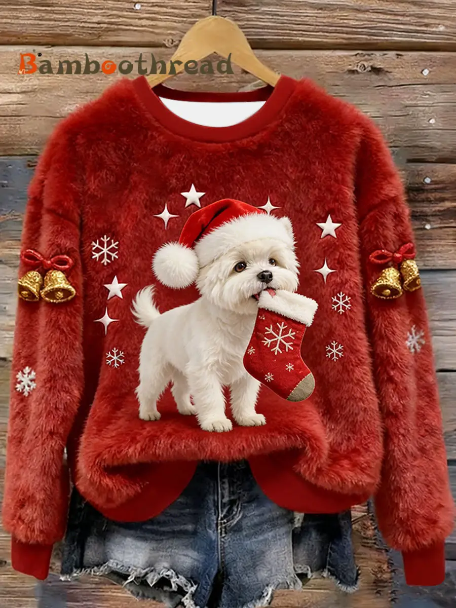 Women's West Highland White Terrier Westie Christmas Flannel Hoodie