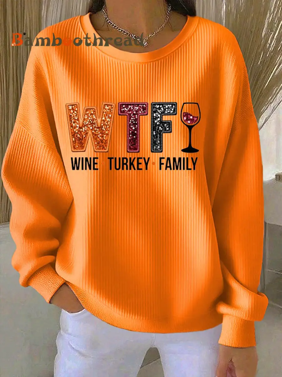 Women's Wine Turkey Family Casual Sweatshirt