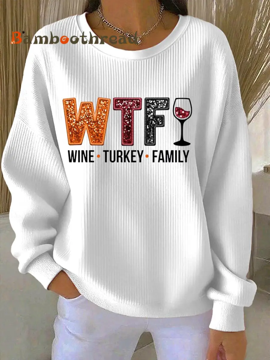 Women's Wine Turkey Family Casual Sweatshirt - Image 2